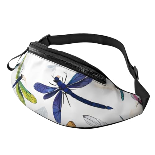 Modische Bauchtasche mit buntem Libellenmotiv, Gürteltasche für Damen und Herren, lässige, leichte, verstellbare Hüfttasche mit Reißverschlusstaschen für Reisen, Sport und Wandern Modische Bauchtasche mit buntem Libellenmotiv, Gürteltasche für Damen und Herren, lässige, leichte, verstellbare Hüfttasche mit Reißverschlusstaschen für Reisen, Sport und Wandern von Anceky