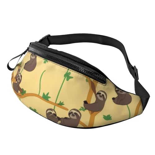Modische Bauchtasche mit niedlichen Cartoon-Faultieren, Gürteltasche für Damen und Herren, lässige, leichte, verstellbare Hüfttasche mit Reißverschlusstaschen für Reisen, Sport, Wandern Modische Bauchtasche mit niedlichen Cartoon-Faultieren, Gürteltasche für Damen und Herren, lässige, leichte, verstellbare Hüfttasche mit Reißverschlusstaschen für Reisen, Sport, Wandern von Anceky