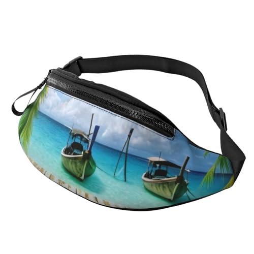 Modische Bauchtasche mit tropischem Palmenblatt, Gürteltasche für Damen und Herren, lässige, leichte, verstellbare Hüfttasche mit Reißverschlusstaschen für Reisen, Sport und Wandern von Anceky