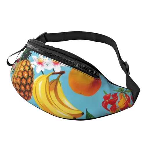 Modische Bauchtasche mit tropischen Früchten und Blumen, Gürteltasche für Damen und Herren, lässige, leichte, verstellbare Hüfttasche mit Reißverschlusstaschen für Reisen, Sport, Wandern Modische Bauchtasche mit tropischen Früchten und Blumen, Gürteltasche für Damen und Herren, lässige, leichte, verstellbare Hüfttasche mit Reißverschlusstaschen für Reisen, Sport, Wandern von Anceky