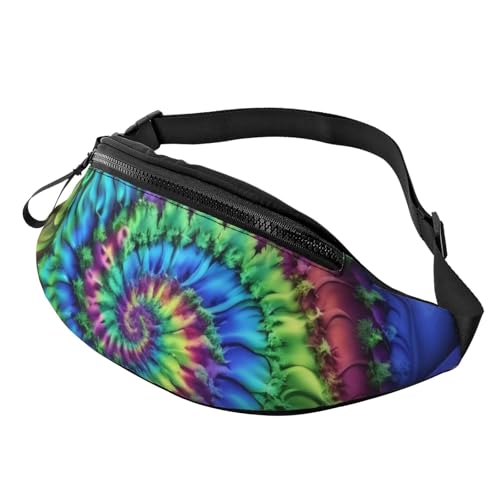 Modische Gürteltasche mit Batikmuster, Gürteltasche für Damen und Herren, lässige, leichte, verstellbare Hüfttasche mit Reißverschlusstaschen für Reisen, Sport und Wandern von Anceky