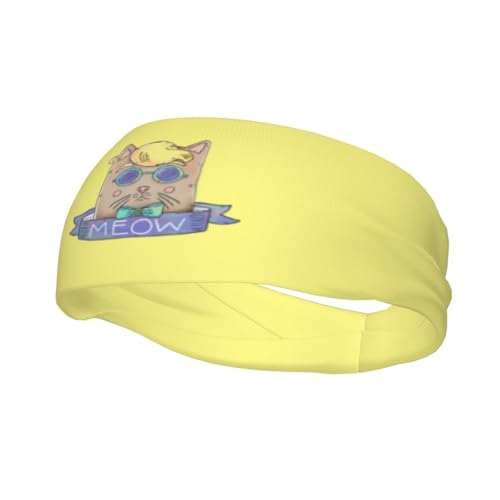 Modische Stirnbänder mit Katzen-Sonnenbrille für Herren und Damen, rutschfest, feuchtigkeitsableitendes Sport-Schweißband für Fitnessstudio, Basketball, Yoga, Haarbänder von Anceky