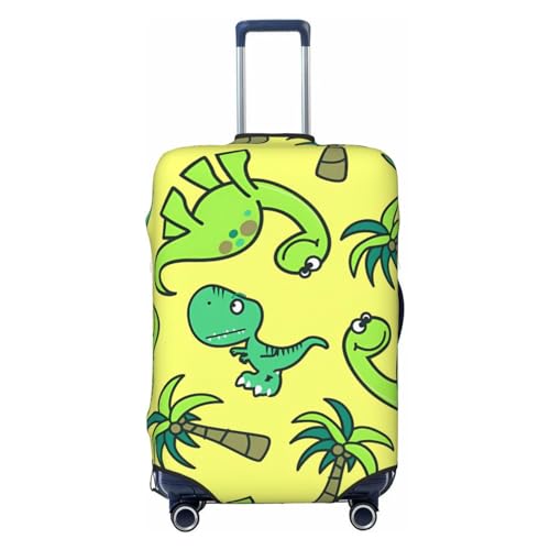 Niedliche Reisegepäckabdeckung mit Dinosaurier-Palme, Spandex-Kofferschutztasche, niedliche Dinosaurier-Palme, doppelseitig bedruckt, passend für 18-32 Zoll großes Gepäck, Kofferhülle für Kinder und E von Anceky