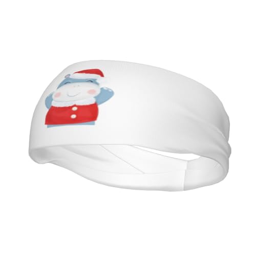 Niedliche Stirnbänder im Weihnachts-Nilpferd-Aquarell-Stil für Herren und Damen, rutschfest, feuchtigkeitsableitendes Sport-Schweißband für Fitnessstudio, Basketball, Yoga, Haarbänder von Anceky