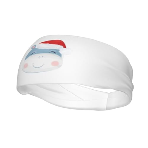 Niedliche Stirnbänder im Weihnachts-Nilpferd-Aquarell-Stil für Herren und Damen, rutschfest, feuchtigkeitsableitendes Sport-Schweißband für Fitnessstudio, Basketball, Yoga, Haarbänder von Anceky