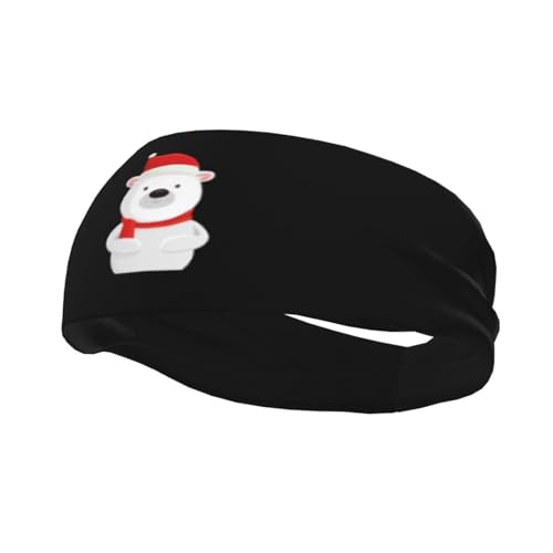 Niedliche Weihnachts-Stirnbänder mit Eisbärenmotiv für Herren und Damen, rutschfest, feuchtigkeitsableitendes Sport-Schweißband für Fitnessstudio, Basketball, Yoga, Haarbänder von Anceky