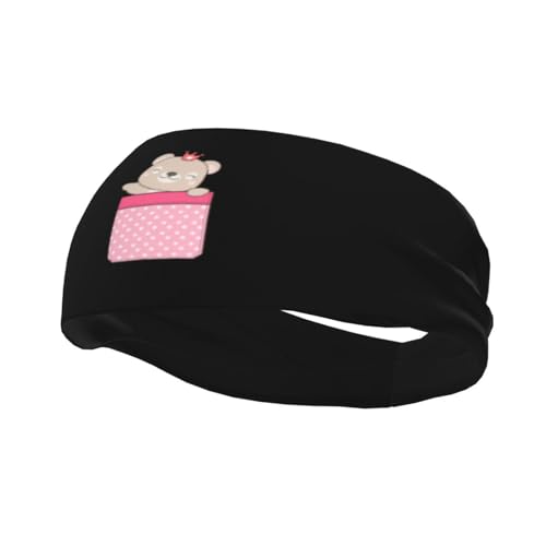 Niedliches Doodle-Bär-Stirnband in der Tasche, für Herren und Damen, rutschfest, feuchtigkeitsableitendes Sport-Schweißband für Fitnessstudio, Basketball, Yoga, Haarbänder von Anceky