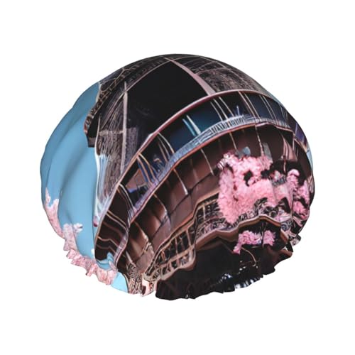 Ölgemälde Paris Eiffelturm Druck Große wasserdichte Duschhaube für Damen und Herren Wiederverwendbare leichte weiche Mütze von Anceky