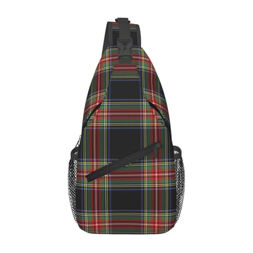 Red Cage Tartan Plaid Scottish Cross Brusttasche Diagonal Wandern Umhängetasche Reise Schulter Tagesrucksack Leichter Sling Rucksack Fahrrad Tagesrucksäcke Fitness Brustrucksäcke von Anceky