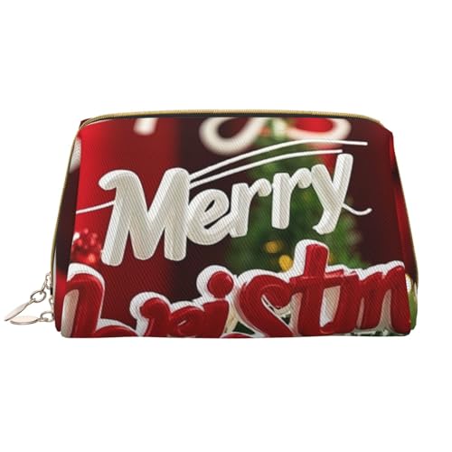Reise-Make-up-Tasche mit „Merry Christmas Happy Print, Make-up-Tasche mit großem Fassungsvermögen für Damen, wasserdichte tragbare Tasche, offene Flache Make-up-Tasche von Anceky