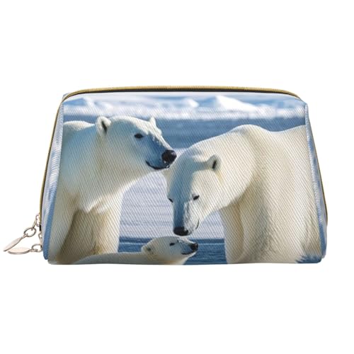 Reise-Make-up-Tasche mit Eisbär-Print, Make-up-Tasche mit großem Fassungsvermögen für Damen, wasserdichte tragbare Tasche, offene Flache Make-up-Tasche von Anceky