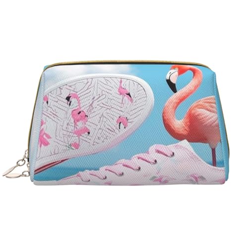 Reise-Make-up-Tasche mit Flamingo-Muster-Print, Make-up-Tasche mit großem Fassungsvermögen für Damen, wasserdichte tragbare Tasche, offene Flache Make-up-Tasche von Anceky