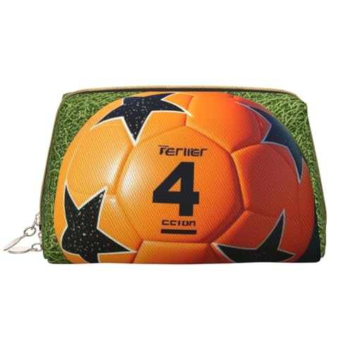 Reise-Make-up-Tasche mit Fußball-Print, Make-up-Tasche mit großem Fassungsvermögen für Damen, wasserdichte tragbare Tasche, offene, Flache Make-up-Tasche von Anceky
