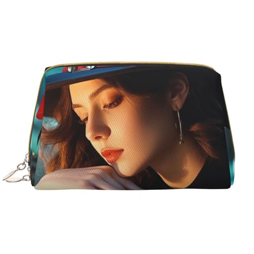 Reise-Make-up-Tasche mit Hexenhut-Print, Make-up-Tasche mit großem Fassungsvermögen für Damen, wasserdichte tragbare Tasche, offene Flache Make-up-Tasche von Anceky