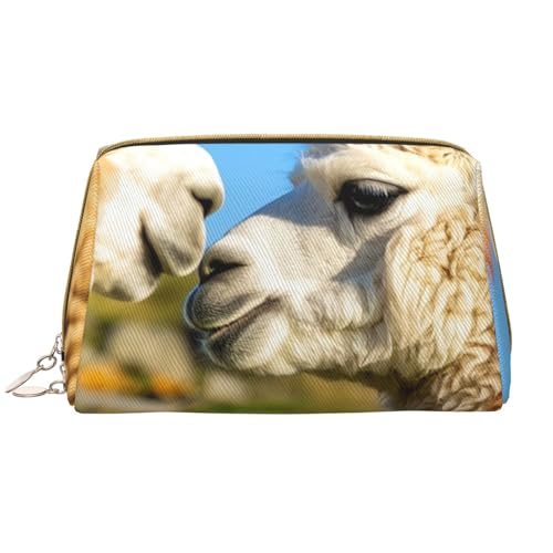 Reise-Make-up-Tasche mit Lama- und Alpaka-Print, Make-up-Tasche mit großem Fassungsvermögen für Damen, wasserdichte tragbare Tasche, offene Flache Make-up-Tasche von Anceky