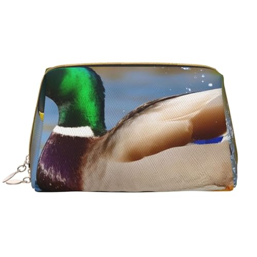 Reise-Make-up-Tasche mit Mallard-Duck-Print, Make-up-Tasche mit großem Fassungsvermögen für Damen, wasserdichte tragbare Tasche, offene Flache Make-up-Tasche von Anceky