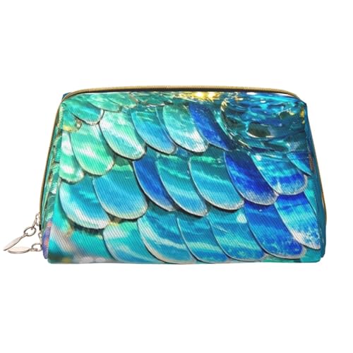 Reise-Make-up-Tasche mit Meerjungfrauen-Schuppen-Print, Make-up-Tasche mit großem Fassungsvermögen für Damen, wasserdichte tragbare Tasche, offene Flache Make-up-Tasche von Anceky