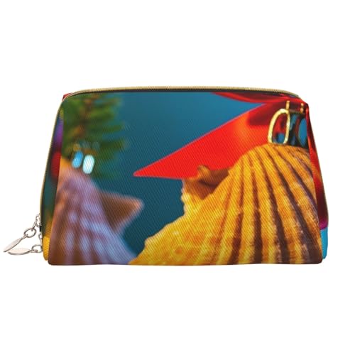 Reise-Make-up-Tasche mit Muschel-Weihnachts-Print, Make-up-Tasche mit großem Fassungsvermögen für Damen, wasserdichte tragbare Tasche, offene Flache Make-up-Tasche von Anceky