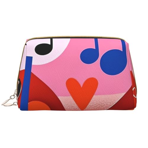 Reise-Make-up-Tasche mit Musiksymbolen und Liebe (1), große Make-up-Tasche für Damen, wasserdichte tragbare Tasche, offene Flache Make-up-Tasche von Anceky