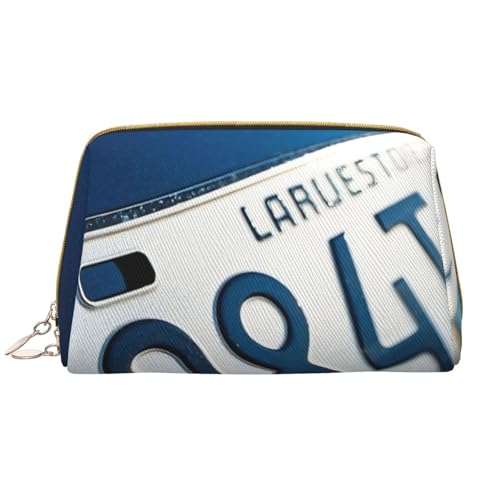 Reise-Make-up-Tasche mit Nummernschild-Print, Make-up-Tasche mit großem Fassungsvermögen für Damen, wasserdichte tragbare Tasche, offene Flache Make-up-Tasche von Anceky