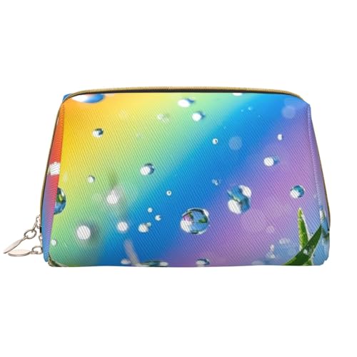Reise-Make-up-Tasche mit Regenbogen-Print, Make-up-Tasche mit großem Fassungsvermögen für Damen, wasserdichte tragbare Tasche, offene Flache Make-up-Tasche von Anceky