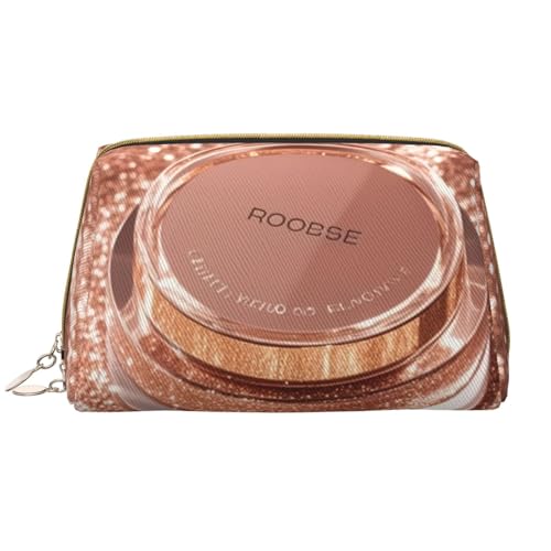 Reise-Make-up-Tasche mit Roségold-Faux-Glitzer-Print, Make-up-Tasche mit großem Fassungsvermögen für Damen, wasserdichte tragbare Tasche, offene Flache Make-up-Tasche von Anceky