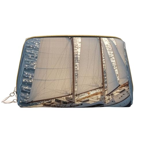 Reise-Make-up-Tasche mit Schiffs- -Print, Make-up-Tasche für Damen mit großem Fassungsvermögen, wasserdichte tragbare Tasche, offene Flache Make-up-Tasche von Anceky