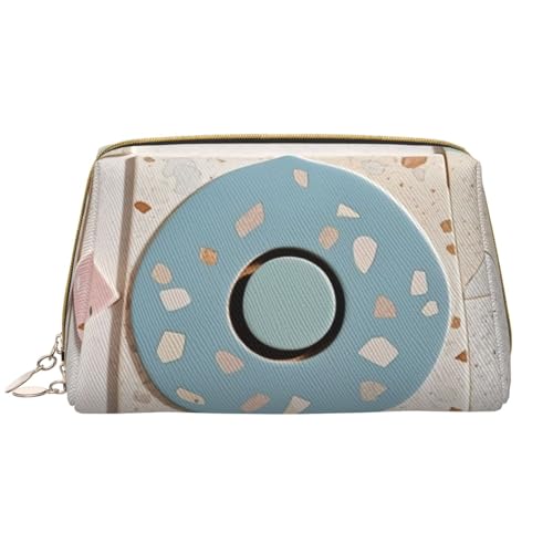 Reise-Make-up-Tasche mit Terrazzo-Marmor-Pastell-Print, Make-up-Tasche mit großem Fassungsvermögen für Damen, wasserdichte tragbare Tasche, offene Flache Make-up-Tasche von Anceky