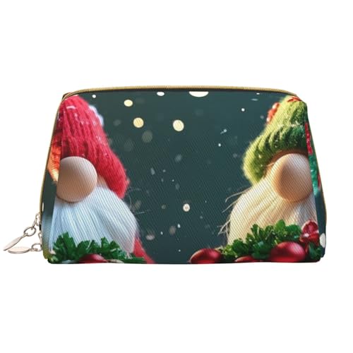 Reise-Make-up-Tasche mit lustigem Weihnachtswichtel-Print, Make-up-Tasche mit großem Fassungsvermögen für Damen, wasserdichte tragbare Tasche, offene Flache Make-up-Tasche von Anceky