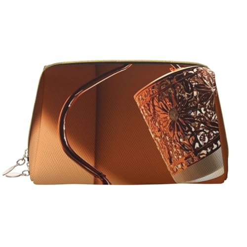 Reise-Make-up-Tasche mit weißem Marmor-Roségold-Print, Make-up-Tasche mit großem Fassungsvermögen für Damen, wasserdichte tragbare Tasche, offene Flache Make-up-Tasche von Anceky