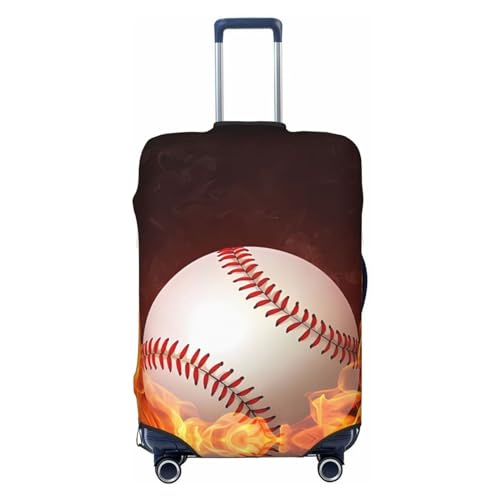 Reisegepäckabdeckung mit Baseball-Ball in Flammen, Spandex-Kofferschutztasche, doppelseitig bedruckt mit Baseball-Ball in Flammen, passend für 18-32 Zoll großes Gepäck, Kofferhülle für Kinder und Erwa Reisegepäckabdeckung mit Baseball-Ball in Flammen, Spandex-Kofferschutztasche, doppelseitig bedruckt mit Baseball-Ball in Flammen, passend für 18-32 Zoll großes Gepäck, Kofferhülle für Kinder und Erwa von Anceky