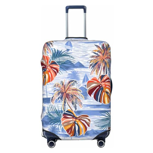 Reisegepäckabdeckung mit Palmen- und Strandmotiv, Spandex-Kofferschutztasche, doppelseitig bedruckt mit Palmen und Strandmotiv, passend für 18-32 Zoll großes Gepäck, Gepäckabdeckungen für Kinder und E von Anceky