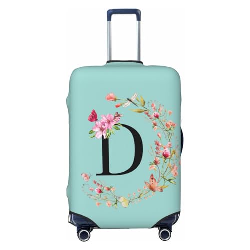 Reisegepäckabdeckung mit Wildblumen-Buchstabe D, Spandex-Kofferschutztasche, Wildblumen-Buchstabe D, staubdicht, passend für 18-32 Zoll großes Gepäck, Gepäckabdeckungen für Kinder und Erwachsene, groß von Anceky