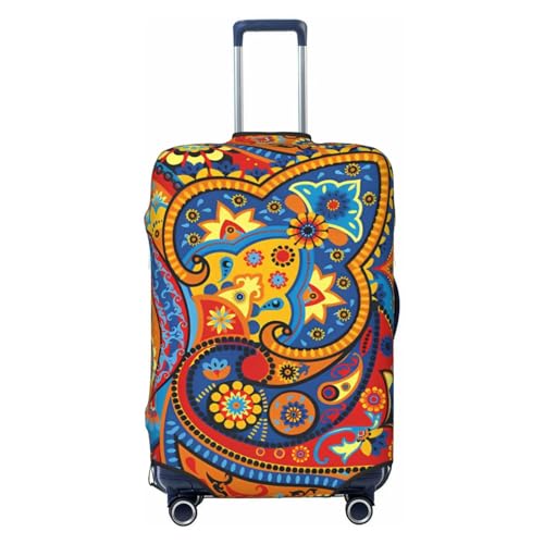 Reisegepäckhülle mit ethnischen Elementen, Spandex-Kofferschutztasche, ethnische Elemente, doppelseitig Bedruckt, passend für 18-32 Zoll großes Gepäck, Kofferhülle für Kinder und Erwachsene, groß von Anceky