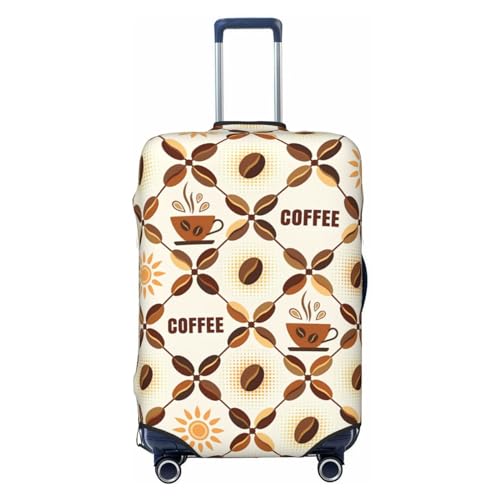 Reisegepäckhülle mit geometrischem Kaffeemotiv, Spandex-Kofferschutztasche, doppelseitig bedruckt mit geometrischem Kaffeemotiv, passend für 18-32 Zoll großes Gepäck, Kofferhülle für Kinder und Erwach von Anceky