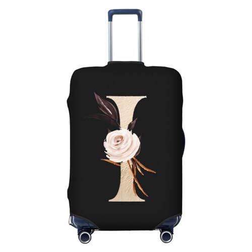 Reisegepäckhülle mit goldenem Blumenbuchstaben „I, Spandex-Kofferschutztasche, doppelseitiger Aufdruck mit goldenem Blumenbuchstaben „I, passend für 18-32 Zoll großes Gepäck, Kofferhülle für Kinder un von Anceky