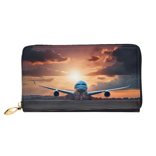 Rucksack-Flugzeug-Geldbörse aus langem Leder, große Kapazität, weiches PU-Leder, Geldbörse für Damen mit Mehreren Kartenfächern, Handytasche und Münzgeldbörse mit Reißverschluss, stilvolle Clutch mit von Anceky