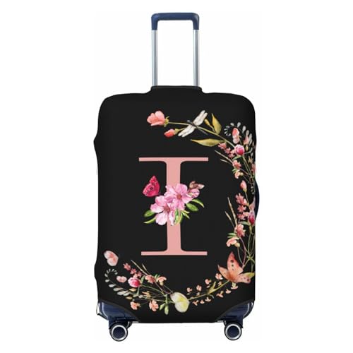 Schöner Reisegepäckschutz mit Blumenmuster und Buchstabe „I, Spandex-Kofferschutztasche, schöner Blumenbuchstabe „I, kratzfest, passend für 18-32 Zoll großes Gepäck, Gepäckabdeckungen für Kinder und E von Anceky