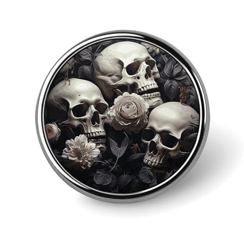 Schwarz-weiße Blumen- und Totenkopf-Anstecknadel, runde Anstecknadeln aus Metall, Modeabzeichen für Hemden, Jacken, Hüte Schwarz-weiße Blumen- und Totenkopf-Anstecknadel, runde Anstecknadeln aus Metall, Modeabzeichen für Hemden, Jacken, Hüte von Anceky
