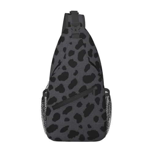 Schwarze Sling-Brusttasche mit Leopardenmuster für Männer und Frauen, lässiger Crossbody-Sling-Rucksack, Schultertasche für Schule, Wandern, Camping, Reisen, Schwarz, Einheitsgröße, Wanderrucksack von Anceky