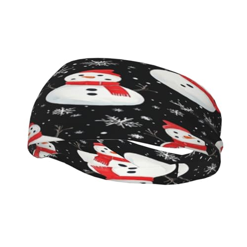 Schweißresistentes Stirnband mit Weihnachts-Schneeflocken und Schneemann-Dekoration, modisches Sport-Kopftuch, atmungsaktives Haarband, schweißableitendes Stirnband für Fitnessgeräte für Damen und Her von Anceky