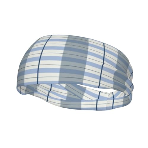Schweißresistentes Stirnband mit blauem und weißem Karomuster, modisches Sportkopftuch, atmungsaktives Haarband, schweißableitendes Stirnband für Fitnessgeräte für Damen und Herren von Anceky