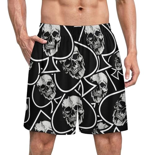 Skull Aces of Spades Herren Satin Pyjama Boxershorts Seidengefühl Lounge Schlafunterwäsche von Anceky