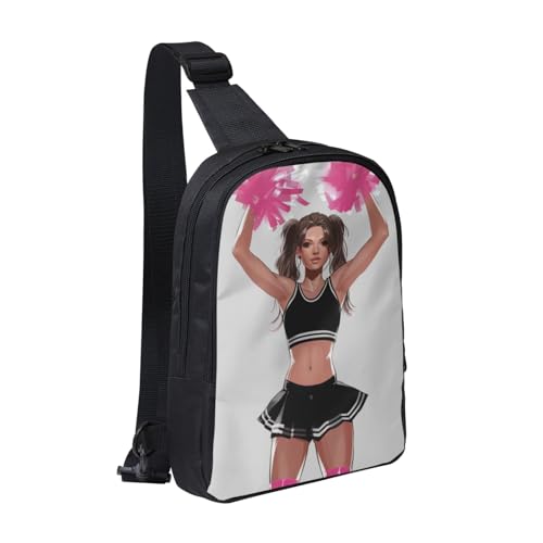 Sling Bag mit Cheerleader-Prints, Crossbody-Brusttasche für Männer, Frauen und Kinder, leichte Schultertasche für Läufer, Wandern, Radfahren, Reisen, Schwarz, Einheitsgröße von Anceky