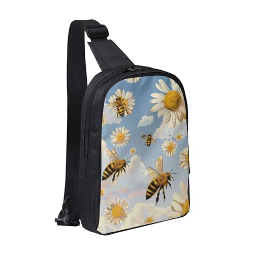 Sling Bag mit fliegenden Bienen und Honig-Prints, Crossbody-Brusttasche für Männer, Frauen und Kinder, leichte Schultertasche für Läufer, Wandern, Radfahren und Reisen von Anceky