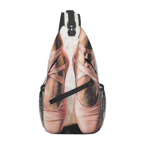 Sling-Brusttasche mit Ballettschuhe-Aufdruck für Männer und Frauen, lässiger Crossbody-Sling-Rucksack, Schultertasche für Schule, Wandern, Camping, Reisen, Schwarz, Einheitsgröße, Wanderrucksack Sling-Brusttasche mit Ballettschuhe-Aufdruck für Männer und Frauen, lässiger Crossbody-Sling-Rucksack, Schultertasche für Schule, Wandern, Camping, Reisen, Schwarz, Einheitsgröße, Wanderrucksack von Anceky