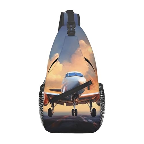 Sling-Brusttasche mit Flugzeug-Aufdruck für Männer und Frauen, lässiger Crossbody-Sling-Rucksack, Schultertasche für Schule, Wandern, Camping, Reisen, Schwarz, Einheitsgröße, Wanderrucksack Sling-Brusttasche mit Flugzeug-Aufdruck für Männer und Frauen, lässiger Crossbody-Sling-Rucksack, Schultertasche für Schule, Wandern, Camping, Reisen, Schwarz, Einheitsgröße, Wanderrucksack von Anceky