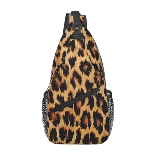 Sling-Brusttasche mit Leopardenmuster für Männer und Frauen, lässiger Crossbody-Sling-Rucksack, Schultertasche für Schule, Wandern, Camping, Reisen, Schwarz, Einheitsgröße, Wanderrucksack von Anceky