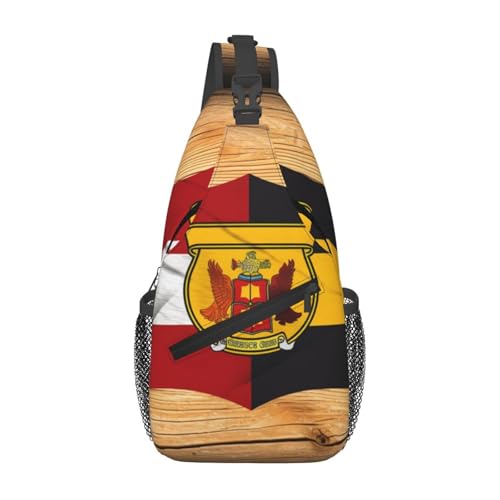 Sling-Brusttasche mit Maryland-Flagge, bedruckt, für Männer und Frauen, lässiger Crossbody-Sling-Rucksack, Schultertasche für Schule, Wandern, Camping, Reisen, Schwarz, Einheitsgröße, Wanderrucksack von Anceky