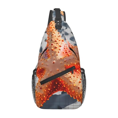 Sling-Brusttasche mit Meerestier-Aufdruck für Männer und Frauen, lässiger Crossbody-Sling-Rucksack, Schultertasche für Schule, Wandern, Camping, Reisen, Schwarz, Einheitsgröße, Wanderrucksack von Anceky